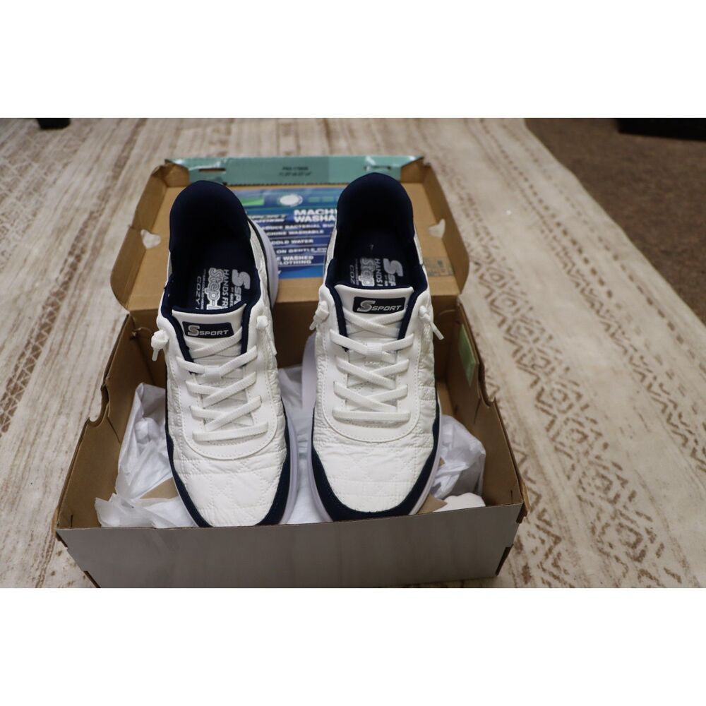 Skechers Hands-Free Slip-Ins Contour Foam Cozy Fit White Black Sneakers-Size 7
